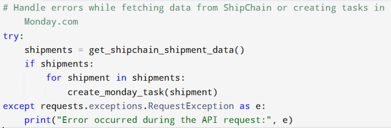 Shipchain integration error handling