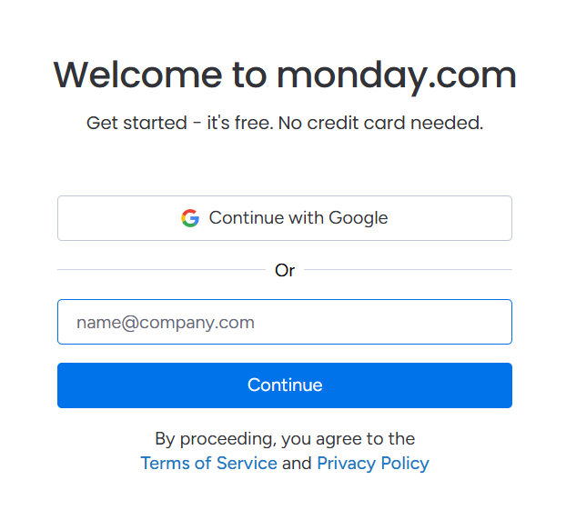 Monday.com email form
